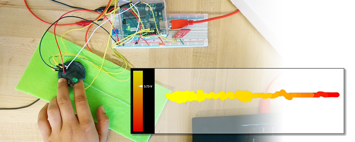The e-textile multimeter and visualizer in use